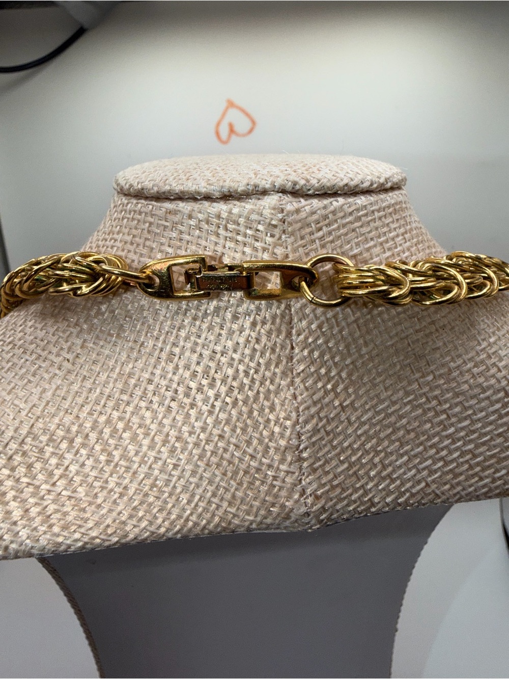 Vintage Napier Gold-Tone Interlocking Knot Link Necklace, Chunky Statement Chain - Picture 4 of 5